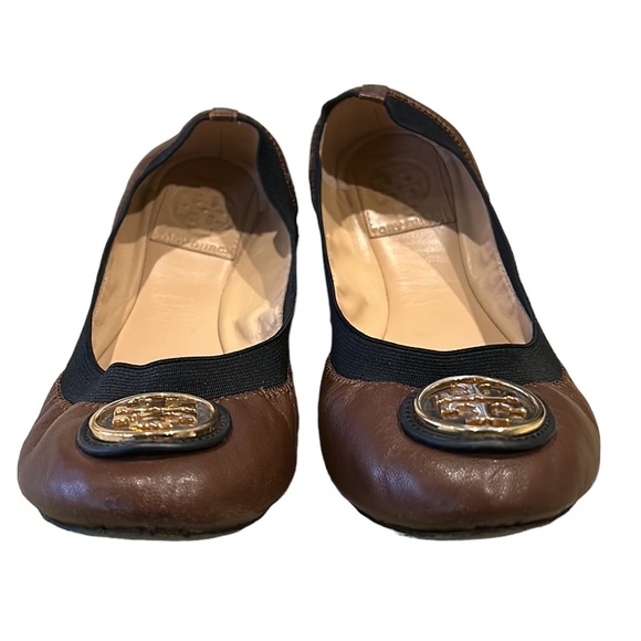 Tory Burch Caroline Brown & Black Leather Ballet Flats - 6.5 - Picture 8 of 16